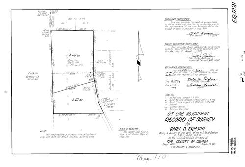 Click to see Record of Survey Book 7, pg. 110 (1979) of Nevada County Recorders Survey Maps Book 7