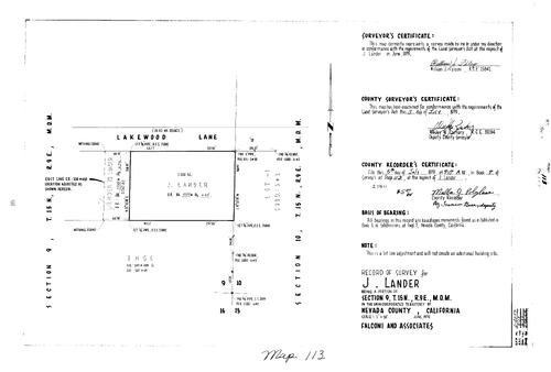 Click to see Record of Survey Book 7, pg. 113 (1979) of Nevada County Recorders Survey Maps Book 7