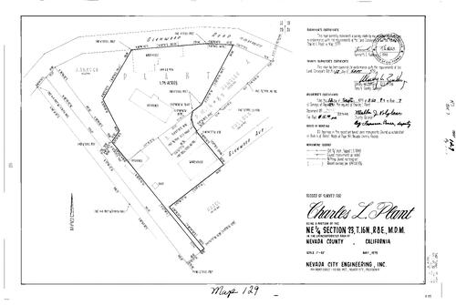 Click to see Record of Survey Book 7, pg. 129 (1979) of Nevada County Recorders Survey Maps Book 7