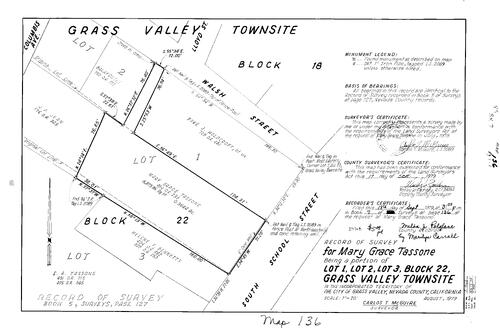 Click to see Record of Survey Book 7, pg. 136 (1979) of Nevada County Recorders Survey Maps Book 7