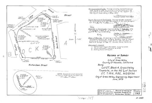 Click to see Record of Survey Book 7, pg. 147 (1979) of Nevada County Recorders Survey Maps Book 7
