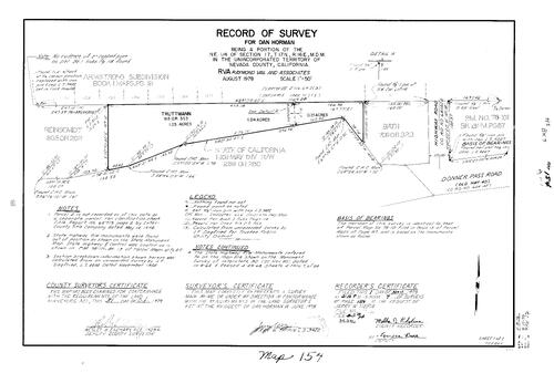 Click to see Record of Survey Book 7, pg. 154 (1979) of Nevada County Recorders Survey Maps Book 7