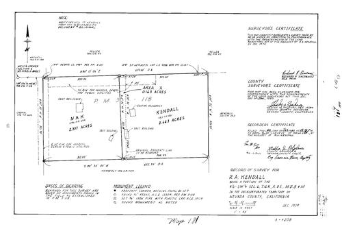 Click to see Record of Survey Book 7, pg. 181 (1980) of Nevada County Recorders Survey Maps Book 7