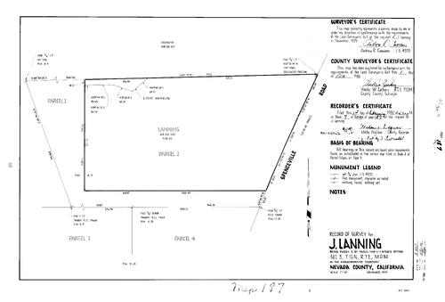 Click to see Record of Survey Book 7, pg. 187 (1980) of Nevada County Recorders Survey Maps Book 7