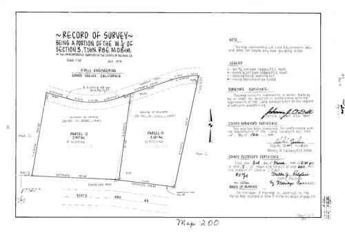 Click to see Record of Survey Book 7, pg. 200 (1980) of Nevada County Recorders Survey Maps Book 7