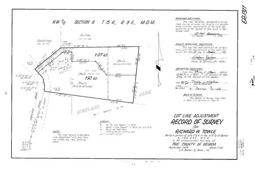 Click to see Record of Survey Book 7, pg. 206 (1980) of Nevada County Recorders Survey Maps Book 7