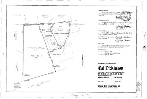 Click to see Record of Survey Book 7, pg. 210 (1980) of Nevada County Recorders Survey Maps Book 7