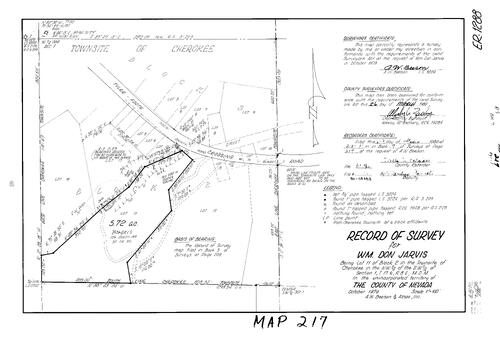 Click to see Record of Survey Book 7, pg. 217 (1980) of Nevada County Recorders Survey Maps Book 7