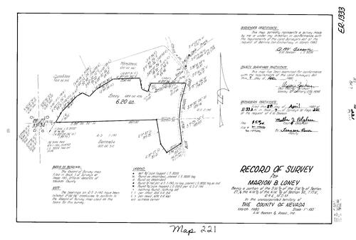 Click to see Record of Survey Book 7, pg. 221 (1980) of Nevada County Recorders Survey Maps Book 7
