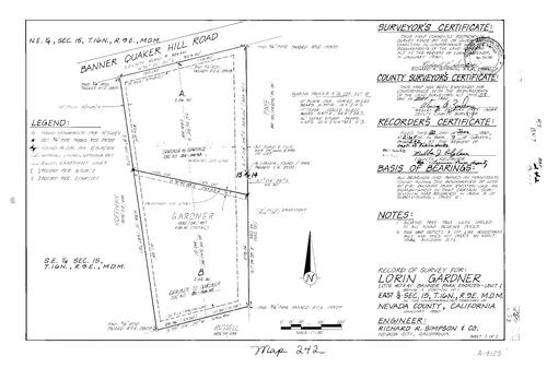 Click to see Record of Survey Book 7, pg. 242 (1980) of Nevada County Recorders Survey Maps Book 7