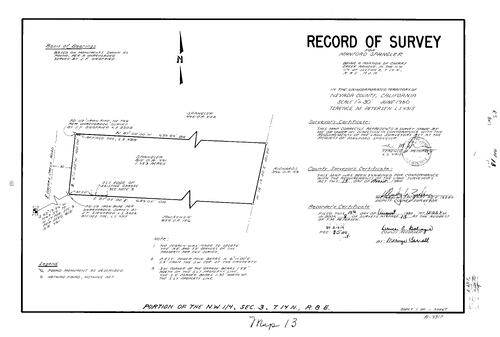 Click to see Record of Survey Book 8, pg. 13 (1980) of Nevada County Recorders Survey Maps Book 8