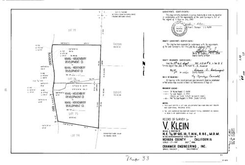 Click to see Record of Survey Book 8, pg. 33 (1980) of Nevada County Recorders Survey Maps Book 8
