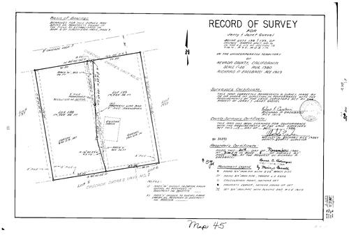 Click to see Survey Map Book 8, pg. 45 of Nevada County Recorders Survey Maps Book 8