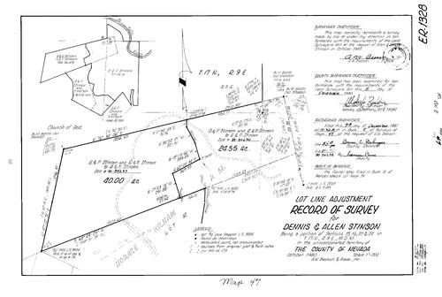 Click to see Survey Map Book 8, pg. 47 of Nevada County Recorders Survey Maps Book 8