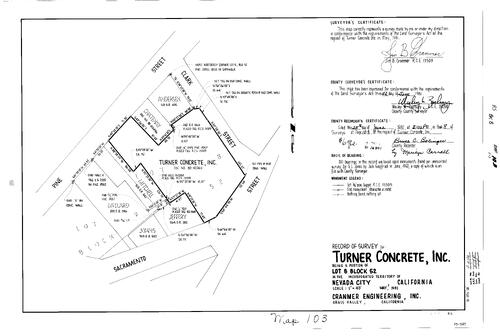 Click to see Record of Survey Book 8, pg. 103 (1981) of Nevada County Recorders Survey Maps Book 8