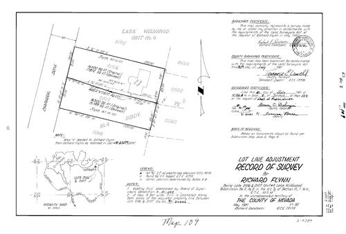 Click to see Record of Survey Book 8, pg. 109 (1981) of Nevada County Recorders Survey Maps Book 8