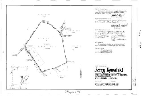 Click to see Record of Survey Book 8, pg. 114 (1981) of Nevada County Recorders Survey Maps Book 8