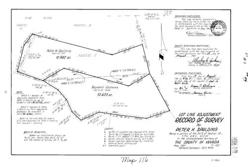 Click to see Record of Survey Book 8, pg. 116 (1981) of Nevada County Recorders Survey Maps Book 8