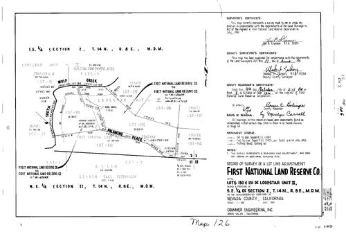 Click to see Record of Survey Book 8, pg. 126 (1981) of Nevada County Recorders Survey Maps Book 8