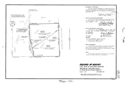 Click to see Record of Survey Book 8, pg. 142 (1981) of Nevada County Recorders Survey Maps Book 8