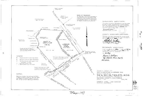 Click to see Record of Survey Book 8, pg. 143 (1981) of Nevada County Recorders Survey Maps Book 8