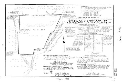 Click to see Record of Survey Book 8, pg. 145 (1981) of Nevada County Recorders Survey Maps Book 8
