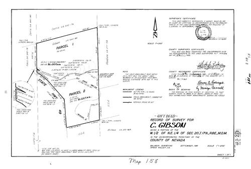 Click to see Record of Survey Book 8, pg. 158 (1982) of Nevada County Recorders Survey Maps Book 8