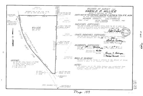 Click to see Record of Survey Book 8, pg. 159 (1982) of Nevada County Recorders Survey Maps Book 8