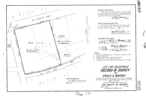 Click to see Record of Survey Book 8, pg. 171 (1982) of Nevada County Recorders Survey Maps Book 8