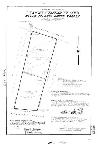Click to see Record of Survey Book 8, pg. 173 (1982) of Nevada County Recorders Survey Maps Book 8