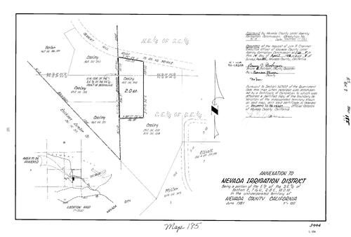 Click to see Record of Survey Book 8, pg. 185 (1982) of Nevada County Recorders Survey Maps Book 8