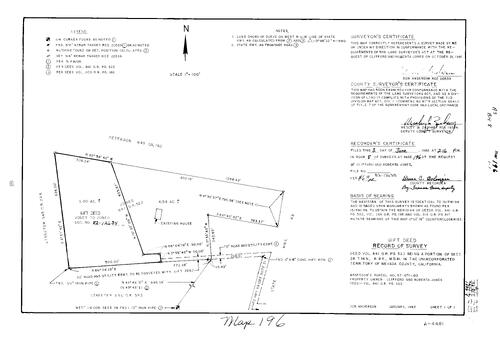 Click to see Record of Survey Book 8, pg. 196 (1982) of Nevada County Recorders Survey Maps Book 8