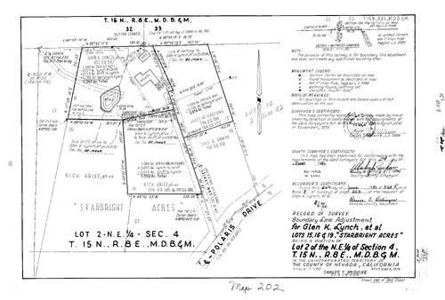 Click to see Record of Survey Book 8, pg. 202 (1982) of Nevada County Recorders Survey Maps Book 8