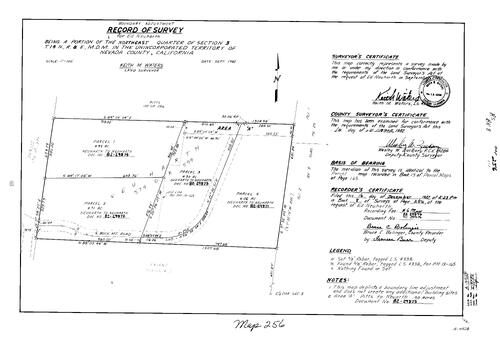 Click to see Record of Survey Book 8, pg. 256 (1982) of Nevada County Recorders Survey Maps Book 8