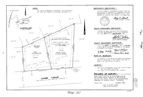 Click to see Record of Survey Book 8, pg. 261 (1982) of Nevada County Recorders Survey Maps Book 8
