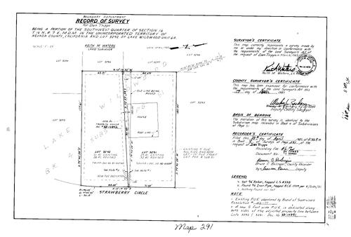 Click to see Record of Survey Book 8, pg. 291 (1983) of Nevada County Recorders Survey Maps Book 8