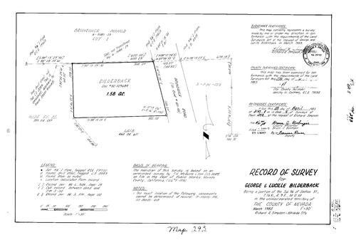 Click to see Record of Survey Book 8, pg. 293 (1983) of Nevada County Recorders Survey Maps Book 8