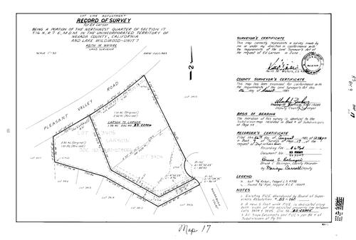 Click to see Record of Survey Book 9, pg. 17 (1983) of Nevada County Recorders Survey Maps Book 9