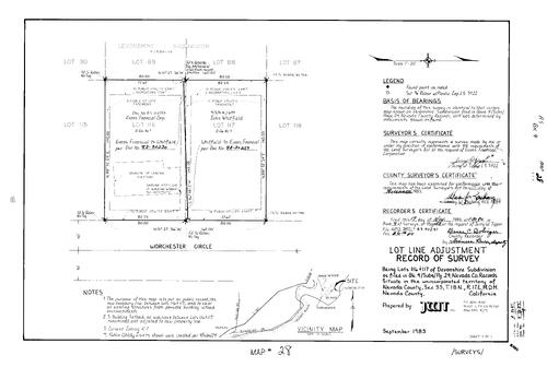 Click to see Record of Survey Book 9, pg. 28 (1983) of Nevada County Recorders Survey Maps Book 9