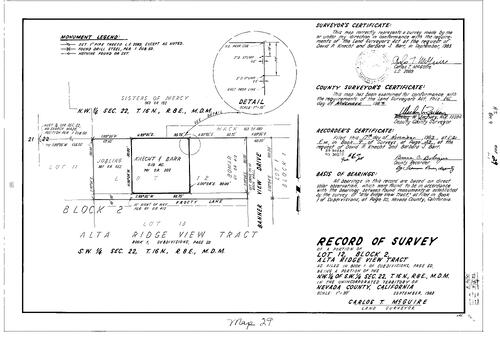 Click to see Record of Survey Book 9, pg. 29 (1983) of Nevada County Recorders Survey Maps Book 9