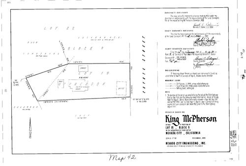 Click to see Record of Survey Book 9, pg. 42 (1984) of Nevada County Recorders Survey Maps Book 9