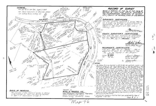 Click to see Record of Survey Book 9, pg. 46 (1984) of Nevada County Recorders Survey Maps Book 9