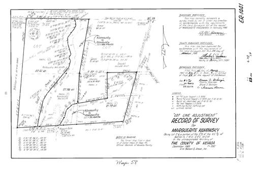 Click to see Record of Survey Book 9, pg. 58 (1984) of Nevada County Recorders Survey Maps Book 9