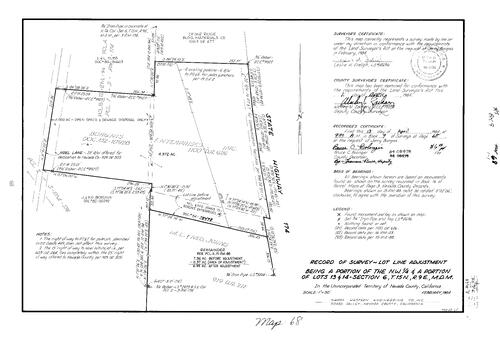 Click to see Record of Survey Book 9, pg. 68 (1984) of Nevada County Recorders Survey Maps Book 9