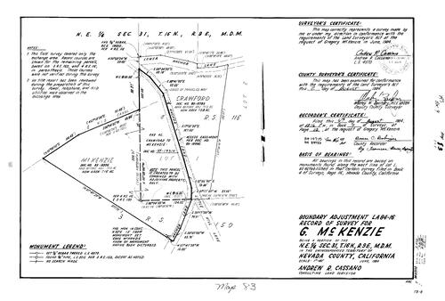 Click to see Record of Survey Book 9, pg. 83 (1984) of Nevada County Recorders Survey Maps Book 9