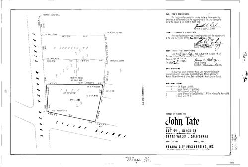 Click to see Record of Survey Book 9, pg. 92 (1984) of Nevada County Recorders Survey Maps Book 9