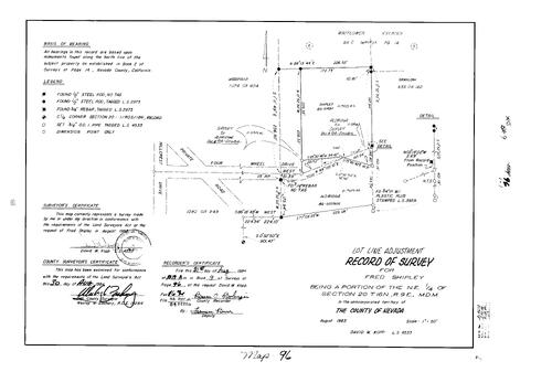Click to see Record of Survey Book 9, pg. 96 (1984) of Nevada County Recorders Survey Maps Book 9