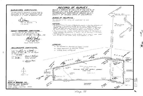 Click to see Record of Survey Book 9, pg. 98 (1984) of Nevada County Recorders Survey Maps Book 9