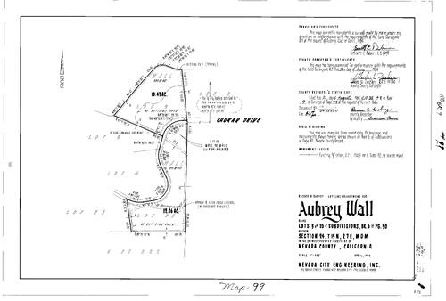 Click to see Record of Survey Book 9, pg. 99 (1984) of Nevada County Recorders Survey Maps Book 9