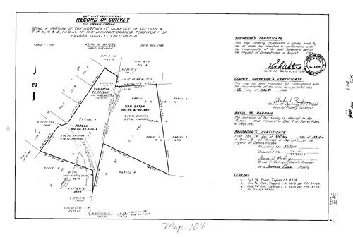 Click to see Record of Survey Book 9, pg. 104 (1984) of Nevada County Recorders Survey Maps Book 9